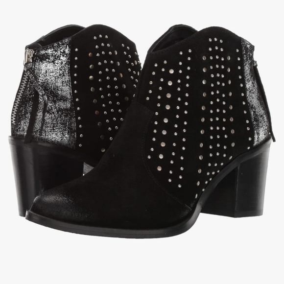 NWT Very Volatile Black Silver Zeke Leather Ankle Boots Zip rhinestone sparkle 8 - Picture 1 of 7